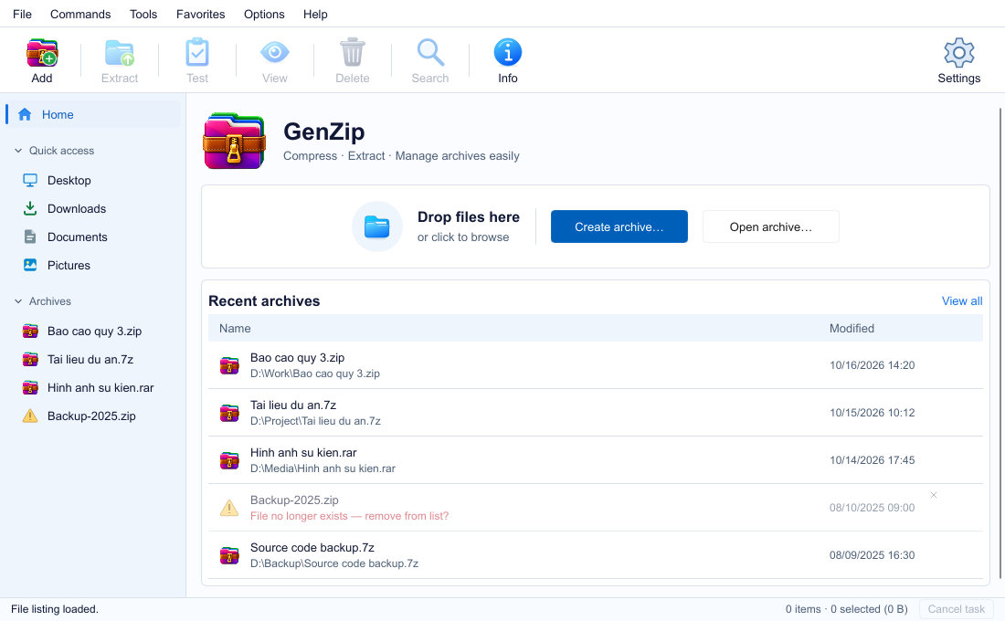 Make GenZip your default archiver and use the Windows 11 right-click menu